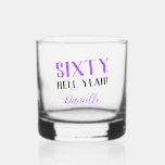 SIXTY HELL YEAH! Funny Purple 60th Birthday  Whiskey Glass<br><div class="desc">Cheers to sixty with unapologetic flair! This bold and funny "SIXTY HELL YEAH!" personalised whiskey glass in purple is the perfect milestone birthday gift for someone who’s aging with attitude. Whether you're pouring bourbon, scotch, or mocktails, this glass brings edgy charm to the celebration. Fully customisable with any name, font,...</div>