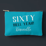 Sixty Hell Yeah! Funny Turquoise 60th Birthday Accessory Pouch<br><div class="desc">Turn sixty in style! This personalised accessory pouch in vibrant turquoise is perfect for holding cosmetics, party supplies, or everyday items. Customisable with her name, it’s a bold, fun, and practical gift. Pairs beautifully with other items in the “Sixty Hell Yeah!” birthday collection—because sixty deserves to be celebrated out loud....</div>