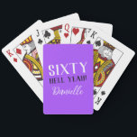 SIXTY HELL YEAH! Personalised 60th Birthday Gift Playing Cards<br><div class="desc">Make their milestone birthday unforgettable with a deck of personalised poker cards that screams celebration. Featuring the iconic "SIXTY HELL YEAH!" on a radiant purple,  these cards are playful,  bold,  and totally gift-worthy. A fun way to honour the guest of honour and keep the good vibes rolling!</div>
