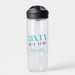 SIXTY HELL YEAH! Personalised Funny 60th Birthday  Water Bottle<br><div class="desc">Stay hydrated and hilarious with this “SIXTY HELL YEAH!” personalised birthday water bottle! Bold, empowering, and a little cheeky — just like turning sixty should be. Featuring vibrant turquoise and black text with space for a custom name, it’s the perfect gift for any fabulous 60-year-old who’s proud of their age...</div>