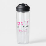 SIXTY HELL YEAH! Personalised Funny 60th Birthday  Water Bottle<br><div class="desc">Celebrate turning sixty with fierce flair! This “SIXTY HELL YEAH!” personalised water bottle in bold pink and classic black says it loud — sixty is something to cheer for. Whether it’s for workouts, birthday party hydration, or everyday style, this bottle is the perfect companion for a fabulous milestone year. Add...</div>