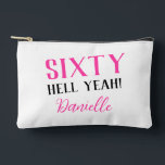 Sixty Hell Yeah! Personalised Pink 60th Birthday Accessory Pouch<br><div class="desc">Turn sixty in style! This personalised accessory pouch in vibrant pink is perfect for holding cosmetics, party supplies, or everyday items. Customisable with her name, it’s a bold, fun, and practical gift. Pairs beautifully with other items in the “Sixty Hell Yeah!” birthday collection—because sixty deserves to be celebrated out loud....</div>