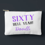 Sixty Hell Yeah! Personalised Purple 60th Birthday Accessory Pouch<br><div class="desc">Turn sixty in style! This personalised accessory pouch in vibrant purple is perfect for holding cosmetics, party supplies, or everyday items. Customisable with her name, it’s a bold, fun, and practical gift. Pairs beautifully with other items in the “Sixty Hell Yeah!” birthday collection—because sixty deserves to be celebrated out loud....</div>