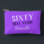 Sixty Hell Yeah! Personalised Purple 60th Birthday Accessory Pouch<br><div class="desc">Turn sixty in style! This personalised accessory pouch in vibrant purple is perfect for holding cosmetics, party supplies, or everyday items. Customisable with her name, it’s a bold, fun, and practical gift. Pairs beautifully with other items in the “Sixty Hell Yeah!” birthday collection—because sixty deserves to be celebrated out loud....</div>