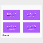 SIXTY HELL YEAH! Purple Custom 60th Birthday  Rectangular Sticker<br><div class="desc">Celebrate a milestone birthday with bold style! This “SIXTY HELL YEAH!” personalised sticker in bright purple is perfect for party favours, gift wrap, goodie bags, or sealing envelopes with a touch of fun. Fully customisable with any name, it's ideal for those who love a bit of edge on their big...</div>