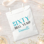Sixty Hell Yeah! Turquoise 60th Birthday Favour Bag<br><div class="desc">Bold in turquoise,  this “Sixty Hell Yeah!” favour bag brings flair to her big 6-0 bash. Perfect for candy,  mini gifts,  or party treats. Add her name for a personal twist and coordinate with matching items from the full birthday collection.</div>