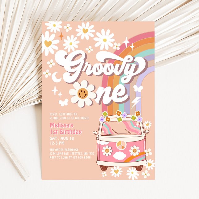 Sixty is a Vibe Pink Daisy Rainbow 60th Birthday Invitation (Creator Uploaded)