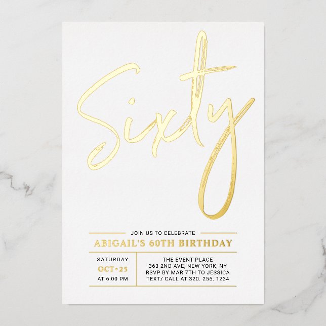 Sixty | Modern Gold 60th Birthday Party (Front)