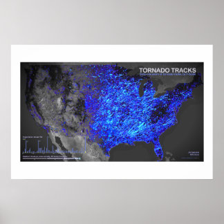 Sixty-One Years of Tornado Tracks Poster