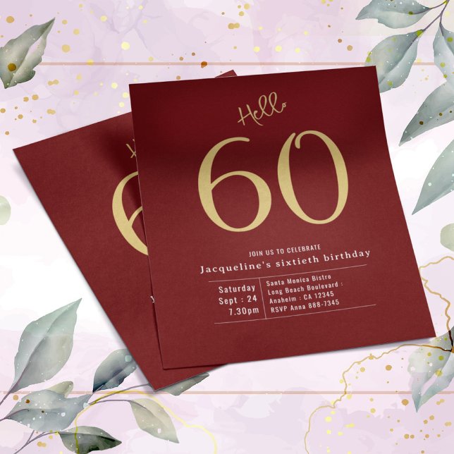 Sixty Red Gold Budget 60th Birthday Invitation Flyer (Creator Uploaded)