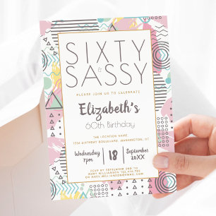 Sixty & Sassy Pink 1980s Retro 60th Birthday Invitation