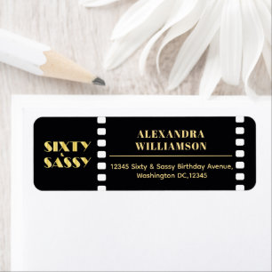 Sixty&Sassy Roaring 20s Birthday Return Address  Label