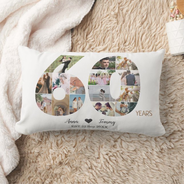 Sixty Year Wedding Anniversary Photo  Lumbar Cushion (Blanket)