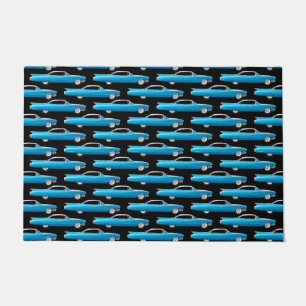 Sixty's retro styled classic car illustration doormat