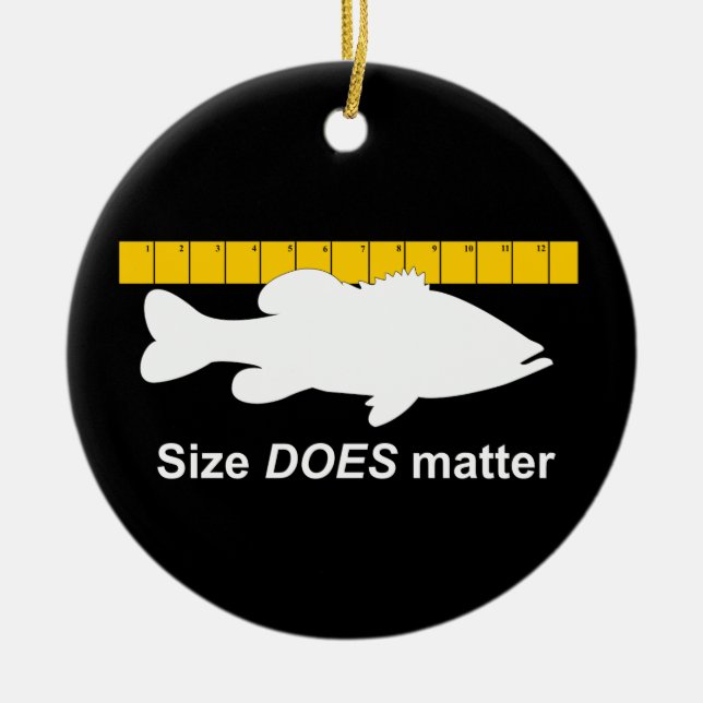 "Size Does Matter" - Funny bass fishing Ceramic Tree Decoration (Front)