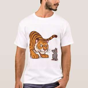 Size Doesn’t Scare Me – Mouse vs Tiger Showdown" T-Shirt