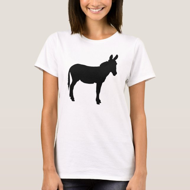 Size M Ladies plain white tshirt with donkey logo (Front)