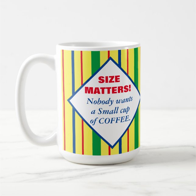 Size Matters Colourful Stripes Coffee Mug (Left)