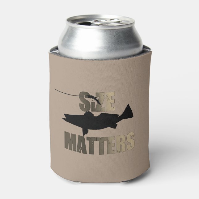 Size Matters Funny Fly Fishing Trout Can Cooler (Can Front)