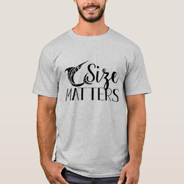 Size Matters Modern Black Text Design T-Shirt (Front)