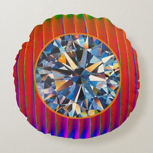 size round throw pillow ome decor vibrant abstract (Front)