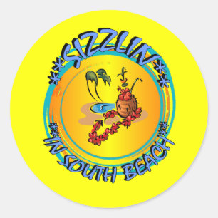 Sizzlin in South Beach Classic Round Sticker