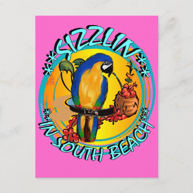 SIZZLIN PARROTS POSTCARD (Front)