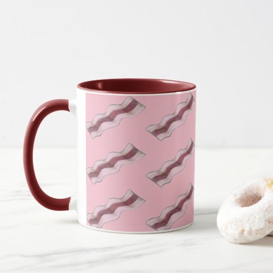 Sizzling Bacon Breakfast Food Fried Strips Meat Mug