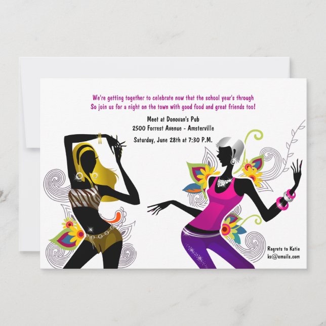 Sizzling Chicks Girl's Night Out Invitation (Front)