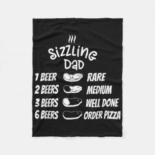 Sizzling Dad Meat Beer Pizza Funny Bbq Fleece Blanket