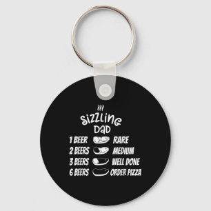Sizzling Dad Meat Beer Pizza Funny Bbq Key Ring