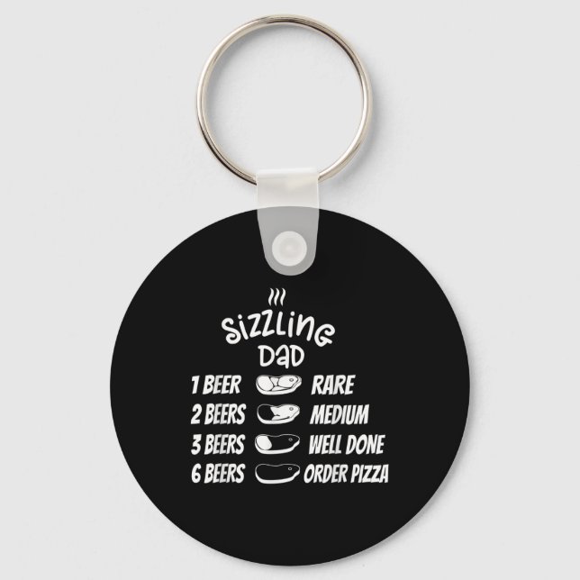 Sizzling Dad Meat Beer Pizza Funny Bbq  Key Ring (Front)
