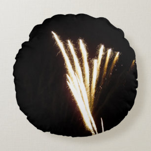 Sizzling Fireworks Round Cushion