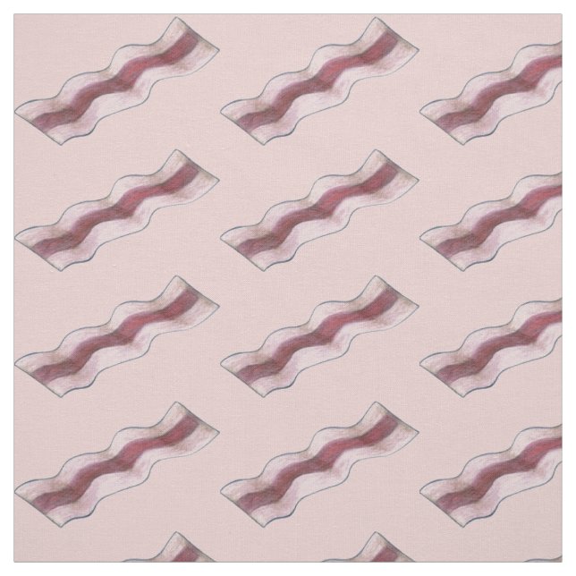 Sizzling Fried Greasy Bacon Slice Breakfast Food Fabric (Swatch)