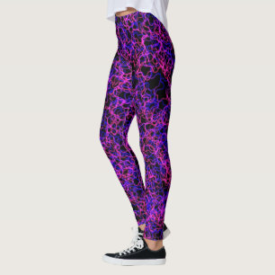 Sizzling Hot Pink and Blue on Black leggings