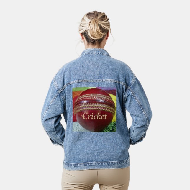Sizzling Red Cricket Charm: Stylish Denim Wear Jacket (Model)
