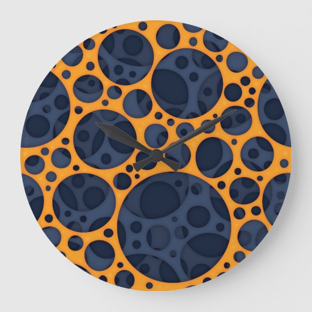 Sizzling Trippy Abstract Lava Holes Design Pattern Large Clock (Front)