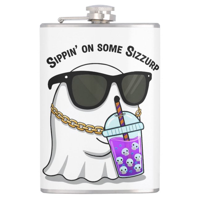 Sizzurp Ghost Kawaii Flask (Front)