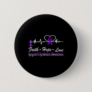 Sjogren’s Syndrome Awareness Heartbeat Christian C 6 Cm Round Badge