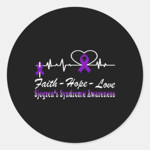 Sjogren’s Syndrome Awareness Heartbeat Christian C Classic Round Sticker