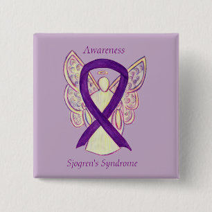 Sjogren's Syndrome Awareness Angel Ribbon Art Pin