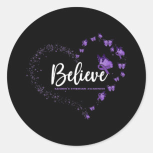 Sjogren's Syndrome Awareness Butterfly Believe Classic Round Sticker
