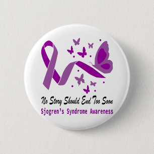 Sjogrens Syndrome Awareness Butterfly Support Purp 6 Cm Round Badge