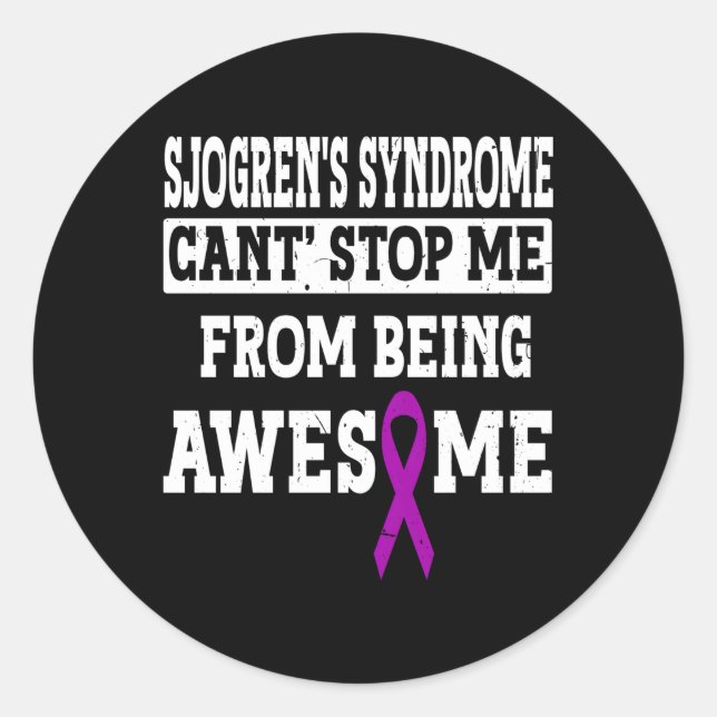 Sjogrens Syndrome Awareness Purple Ribbon Sjogren' Classic Round Sticker (Front)