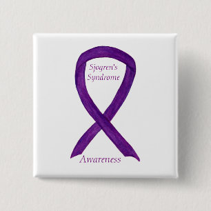 Sjogren's Syndrome Awareness Ribbon Custom Art Pin