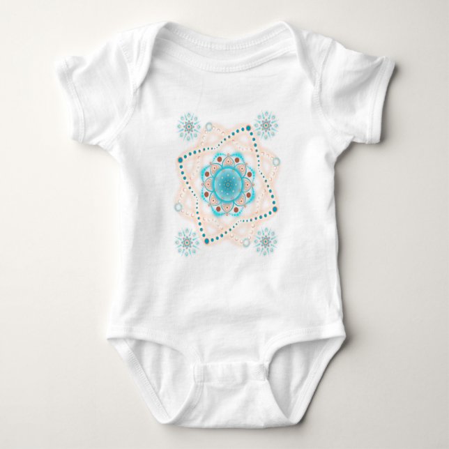 SK8 Aqua floral Mandalas  Baby Bodysuit (Front)
