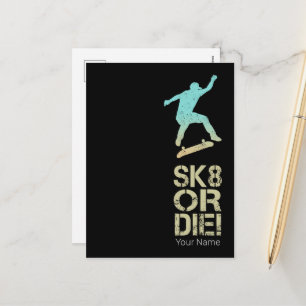 Sk8 Or Die! Olli Skater Vintage For Skateboarder Holiday Postcard