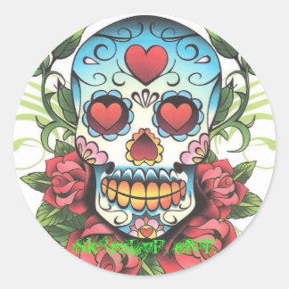 Sk8rzLyF Skull - Roses 001, Sk8rzLyF, eNT. Classic Round Sticker