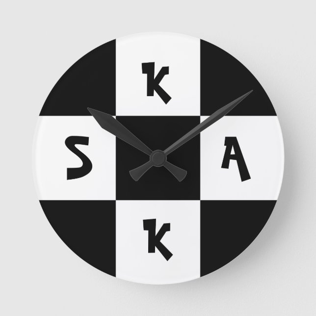 Ska music chequered old school punk rock 80's round clock (Front)