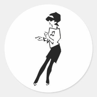 Ska Music Girl Classic Round Sticker